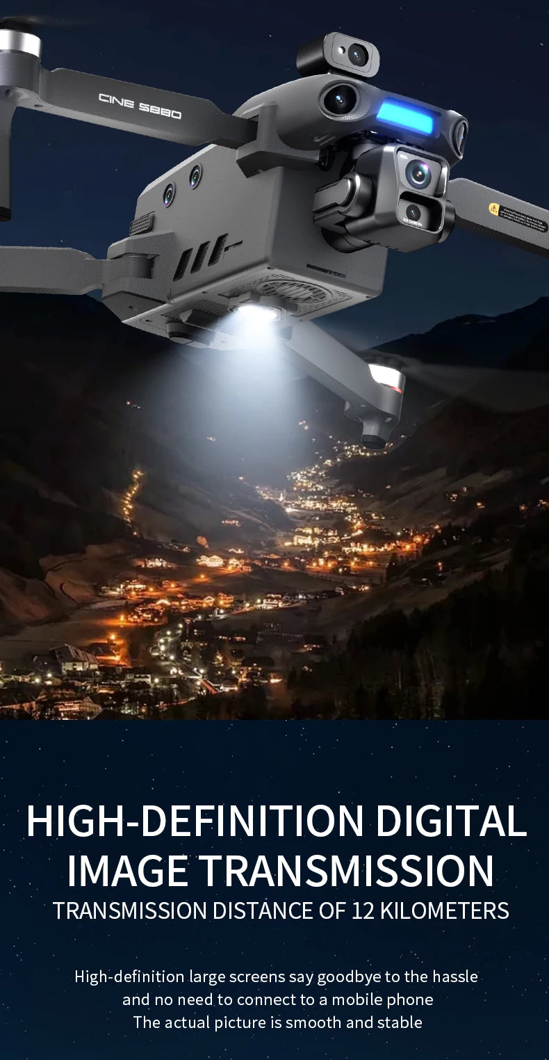 S880 Flagship Drone 8K Dual Cameras 3-Axis Gimbal 5G FPV GPS Return TouchScreen RC Obstacle Avoidance Optical Flow Hovering Dron