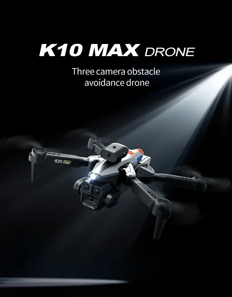 New K10Max Mini Drone 4K Professinal Three Camera Wide Angle Optical Flow Localization Four-way Obstacle Avoidance RC Quadcopter