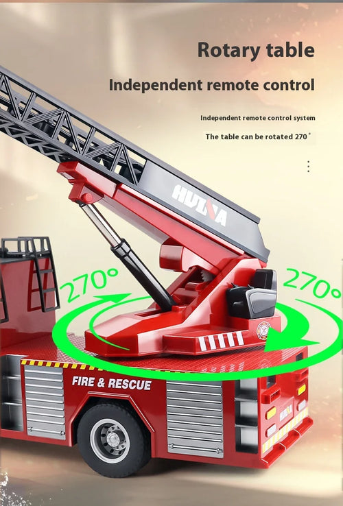 Load image into Gallery viewer, 1:14 RC Engineering Car Huina 1561 22CH Large Scale Toy Fire Truck Full Scale Simulation Water Spraying Toys Adult Child Gifts
