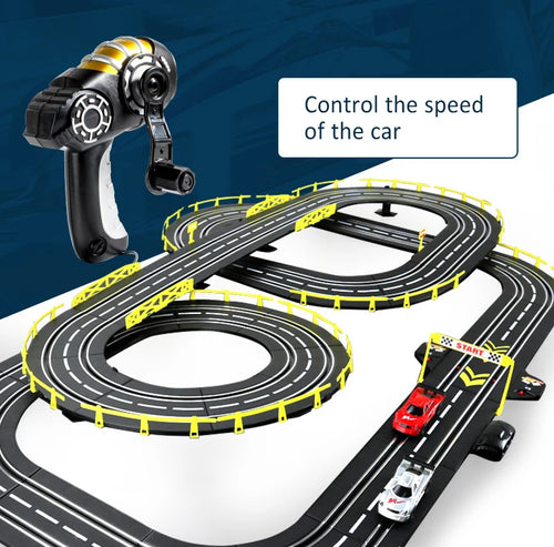 Load image into Gallery viewer, Slot car track Electric rail car 1:43 double remote control racing track toy automatic racing electric track children Christmas gift
