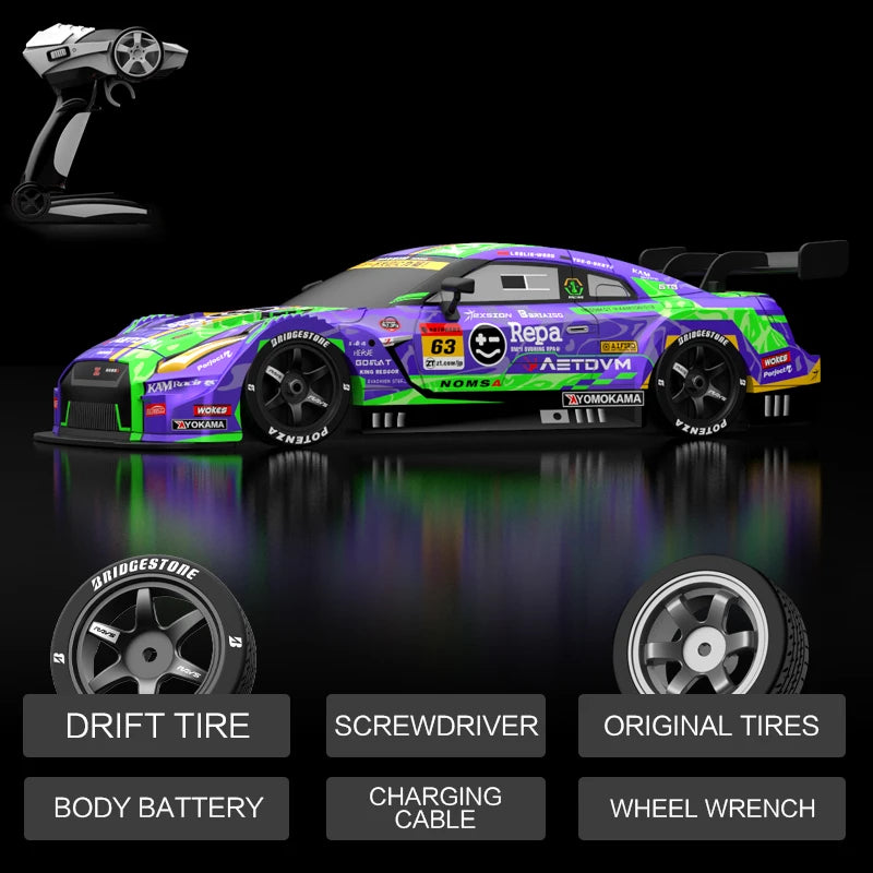 Rc Car 4WD Drift Racing 2.4G Dual Motors 40km/H 40 Minutes Long Battery Life 1:16 GTR Remote Control Car Outdoor Racing Car Toys