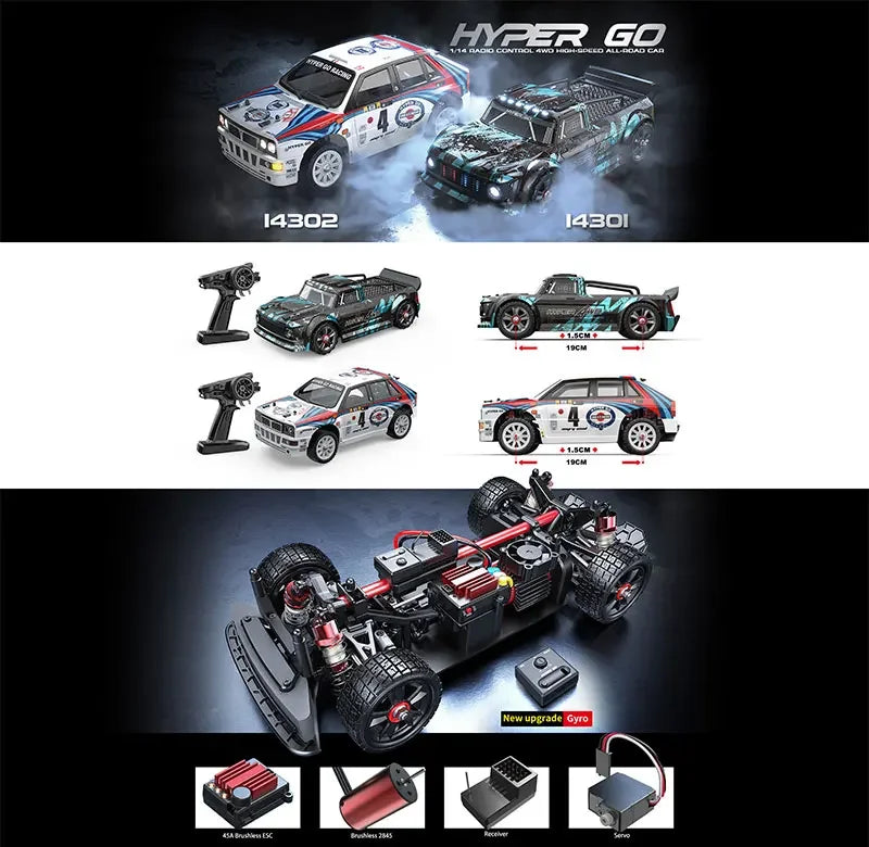 Hyper Go MJX 14301 14302 14303 1 / 14 4WD RC car 65 km / h brushless 2.4G remote control car off road high speed RC cars toys