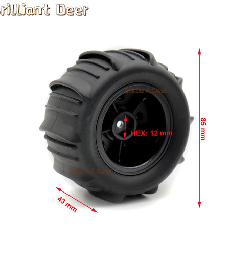 4PCS 85mm 12mm Hex Rubber Tires Wheels for SCY 16101 16102 16103 Pro MJX Hyper Go 14210 16210 1/14 1/16 RC Monster Truck Upgrade