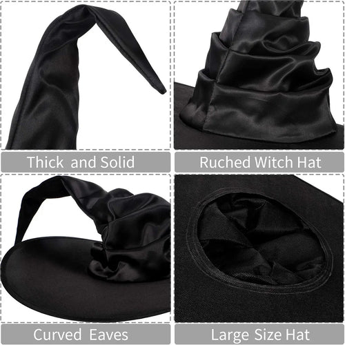 Load image into Gallery viewer, Halloween Folds Witch Wizard Black Hat Party Cosplay Costume Headgear Devil Cap Props Decoration Supplies for Adult Women Men
