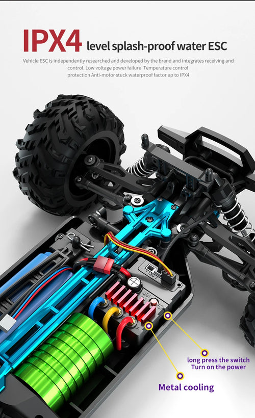 Load image into Gallery viewer, Rc Car Off Road 4x4 High Speed 75KM/H Remote Control Car With LED Headlight Brushless 4WD 1/16 Monster Truck Toys For Boys Gift
