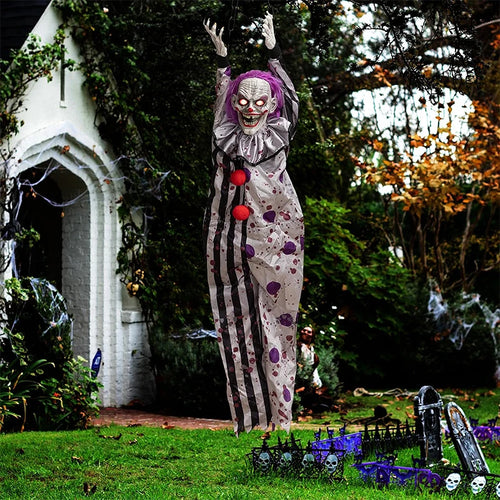 Load image into Gallery viewer, Halloween Electric Vocal Clown Pendant Home Glow Lifelike Hanging Ghost Decoration Spooky Kid Hanging From A Haunted House Chain
