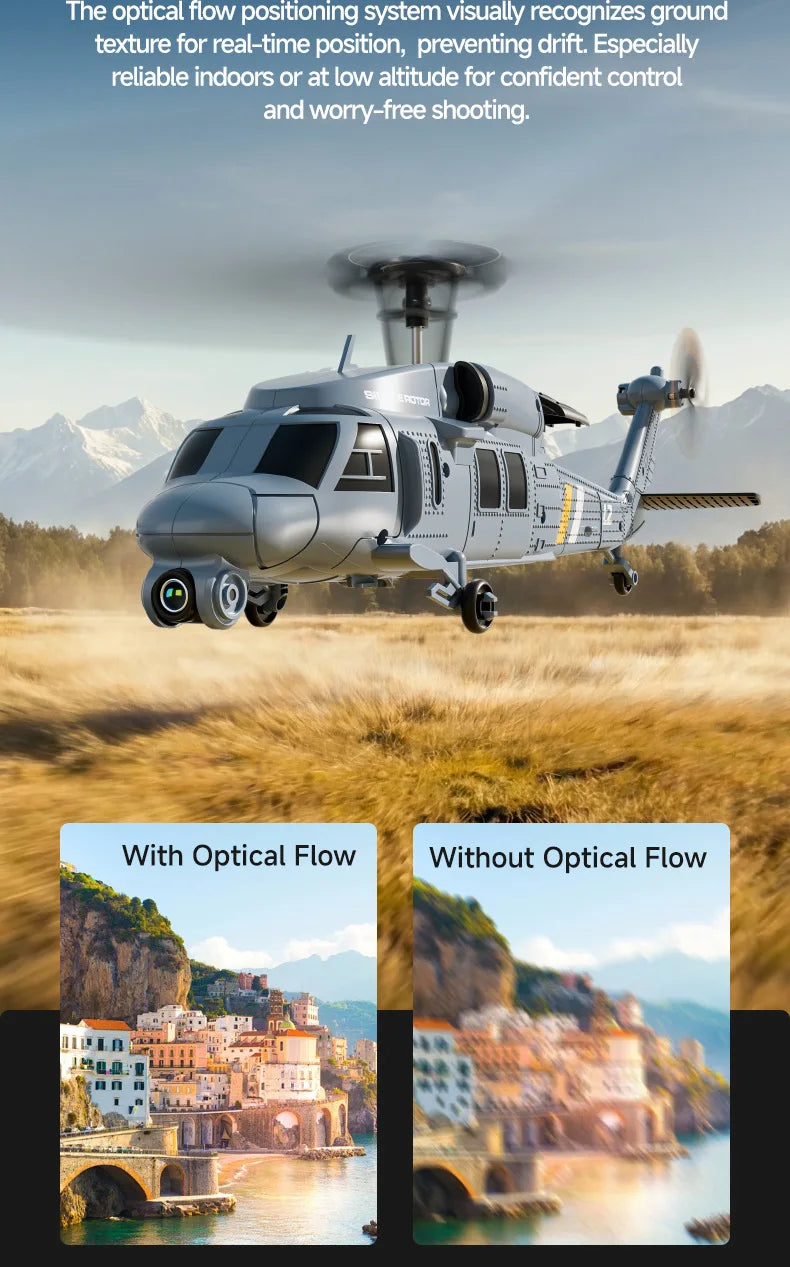 4drc L2 Rc Helicopter 8k Aerial Camera Builtin Screen Remote Control 6axis Gyro Single Blade Black Hawk Apache Military For Boys