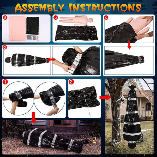 Load image into Gallery viewer, 150cm/5ft Hanging Corpse Dead Victim Props, Scary Haunted Creepy House Halloween Decorations, Outdoor Halloween Yard Decorations
