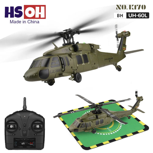 Load image into Gallery viewer, Wltoys K170 UH-60L RC Plane 2.4G 4CH 6-Axis Gyro Brushless Motor Military Green Helicopter RTF And XK K170 Birthday Gift for Kid
