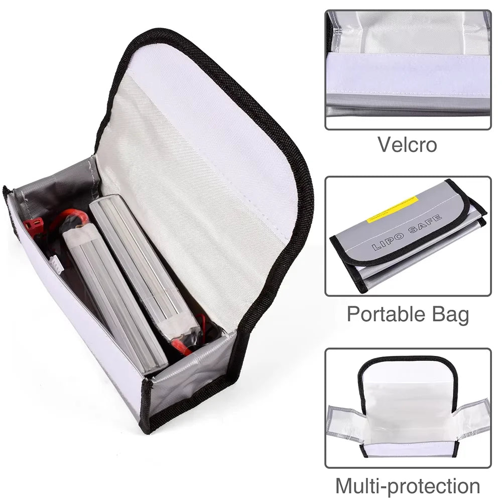 Battery Safe Bag Fireproof for RC Car Drone Batteries Travel Storage Charging Large Explosion-Proof Bags Portable
