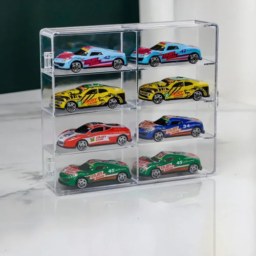 Load image into Gallery viewer, Acrylic Car 1pc Display case 1:64 For Kids holds 8 cars
