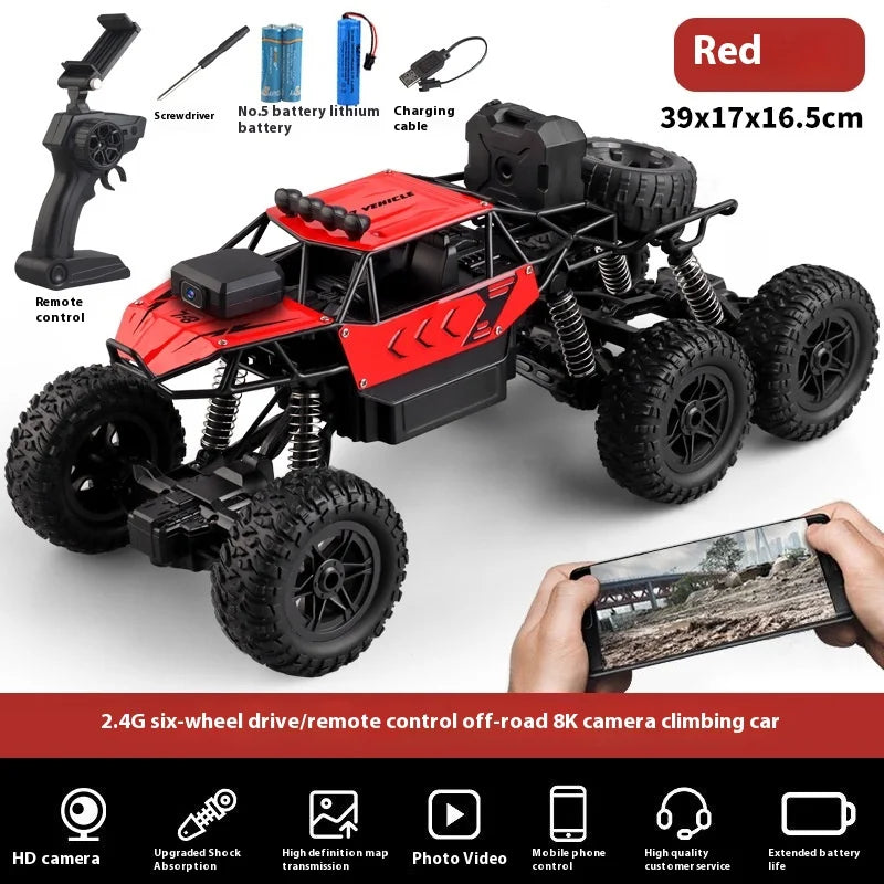 Trendy And Cool Oversized Remote Four-Wheel Drive Climbing Big Foot Car, Six Wheel Drive Racing Car, Boys' Charging Toy Car