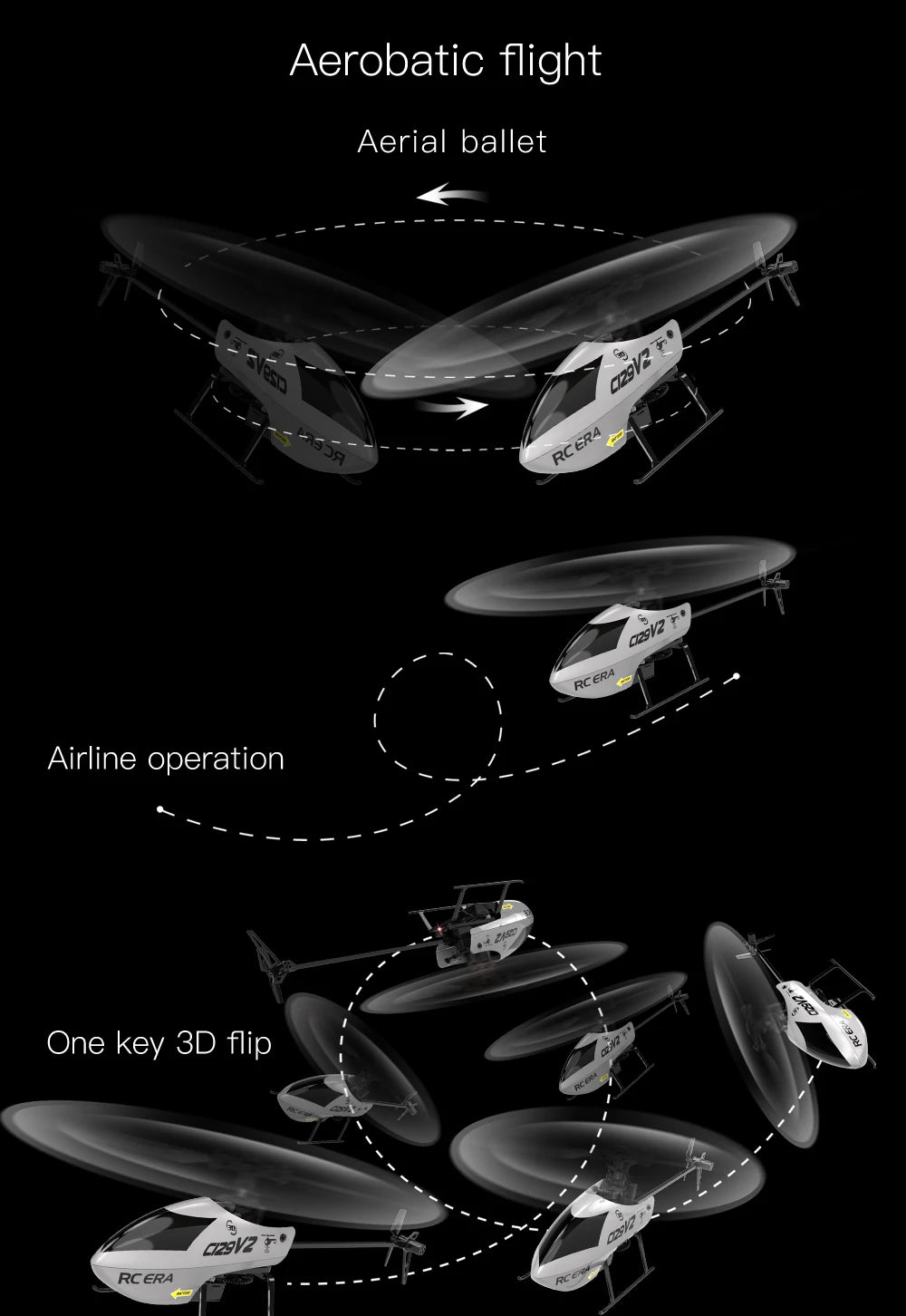 RC ERA C129V2 RTF RC Helicopter 2.4GHz 6-axis Gyroscope One Click 3D Flip Remote Control Aircraft Hobby Toys