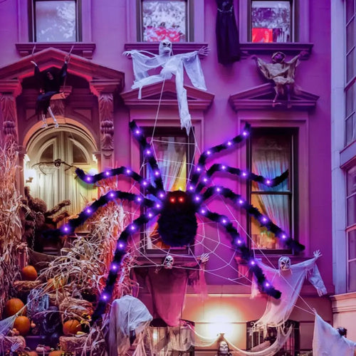 Load image into Gallery viewer, 8 Modes Halloween Spider Web Lights Waterproof Glow LED Spider Net 5m Triangle Luminous Halloween Spider Indoor Outdoor
