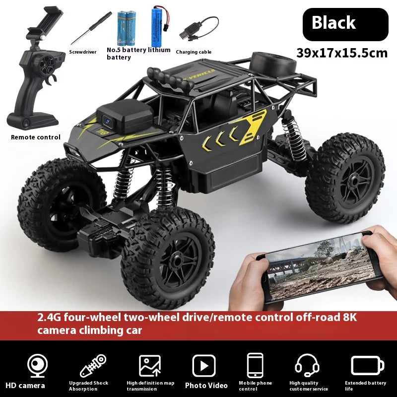 Trendy And Cool Oversized Remote Four-Wheel Drive Climbing Big Foot Car, Six Wheel Drive Racing Car, Boys' Charging Toy Car