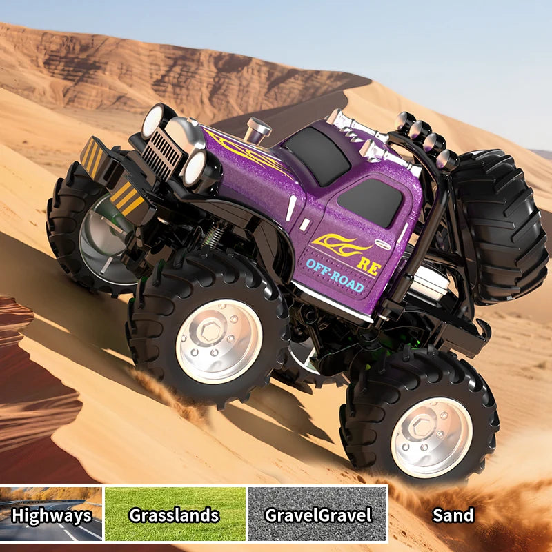 RC, New 1:64 Rc Car Mini 2.4Ghz City Road Handle High Speed Alloy All Terrain Remote Control Car Dual Control Children's Toys Gifts