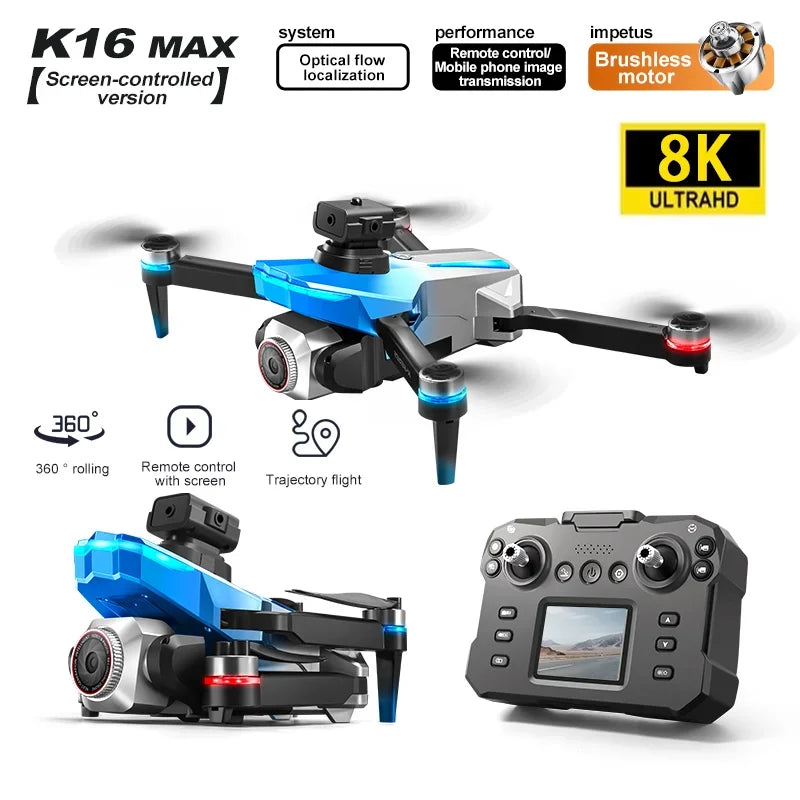 K16 Uav Aerial Photography 8K High-Definition Camera Screen Controlled Version Foldable Four-Axis Remote Control Aircraft Toys