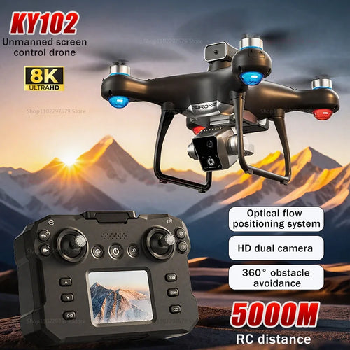 Load image into Gallery viewer, New KY102 Remote Control Drone With 8K HD Dual Cameras 360°Obstacle Avoidance Brushless Motors Screen Aerial Photography RC Toy
