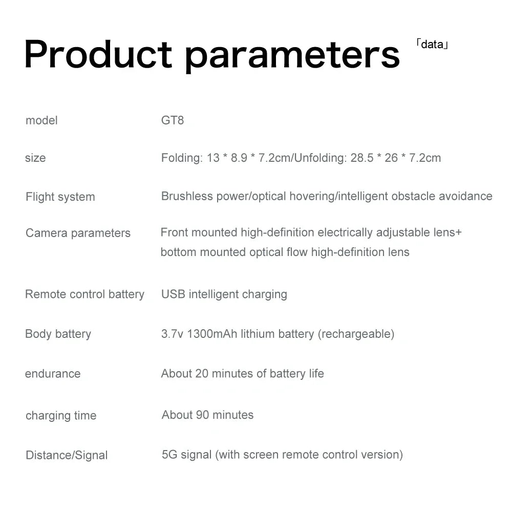 Original GT8 GPS Foldable Drone 8K Dual Camera 5G WIFI FPV Brushless Optical Flow Obstacle Avoidance RC Aerial Quadcopter