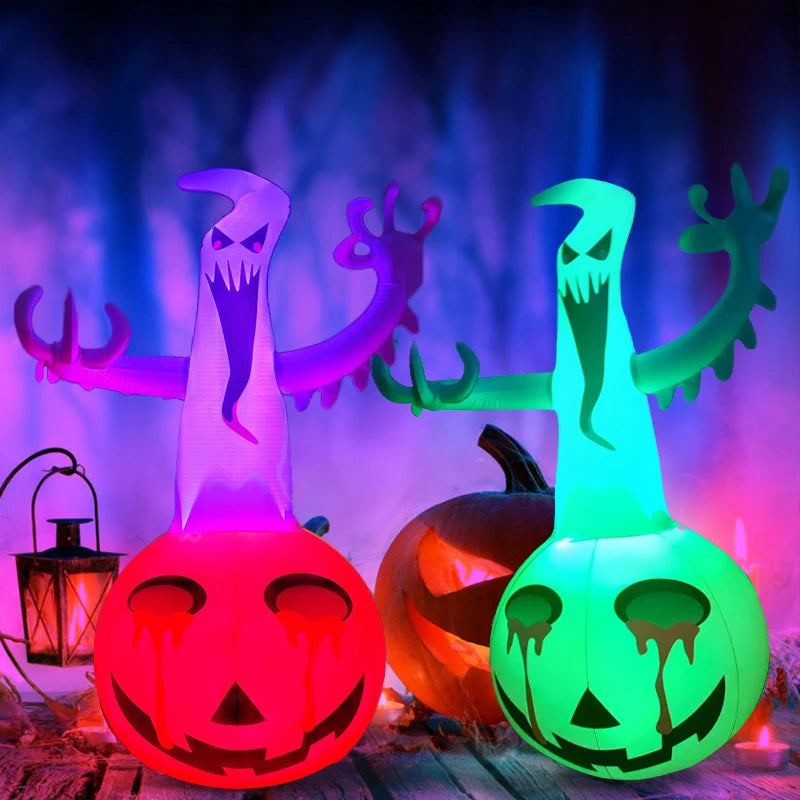 Halloween Inflatable Ghost Pumpkin Decoration With LED Luminous Light For Household Yard Garden Outdoor Party Decoration