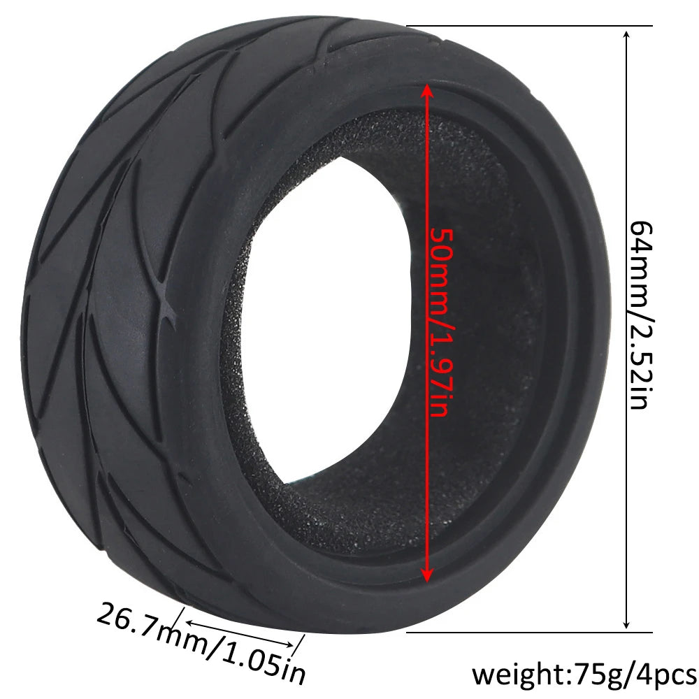 1:10 On-road Car Tires 63-68mm High Grip Rubber Tyre Hot Melt Tire Hsp 94123 Hpi Himoto Fw06 Tt01 Abrasion Resistant Racing Car