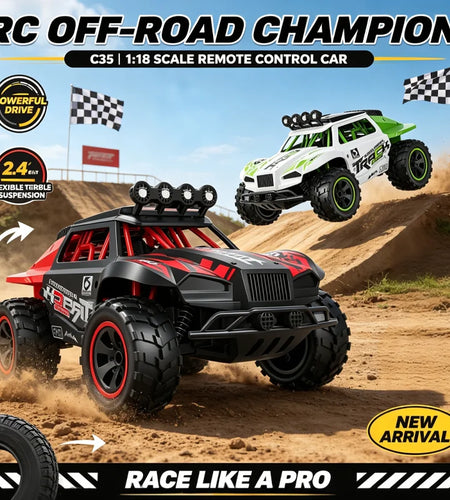 2026 New C35 1/18 4WD RC Car 30KM/H Offroad Monster Truck LED Headlights 2.4G Remote Control Car Outdoor Hobby Toy Gift For Kids