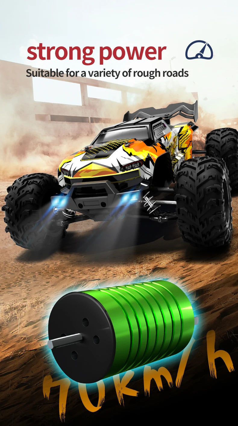 Rc Car Off Road 4x4 High Speed 75KM/H Remote Control Car With LED Headlight Brushless 4WD 1/16 Monster Truck Toys For Boys Gift