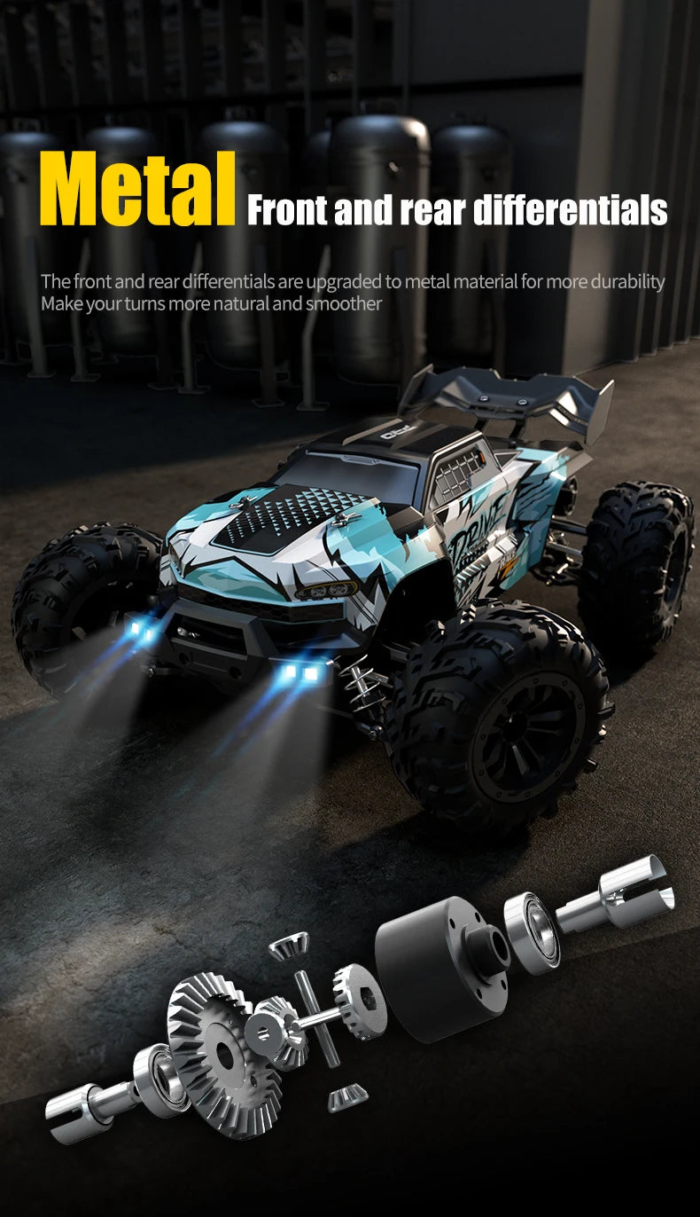 Rc Car Off Road 4x4 High Speed 75KM/H Remote Control Car With LED Headlight Brushless 4WD 1/16 Monster Truck Toys For Boys Gift