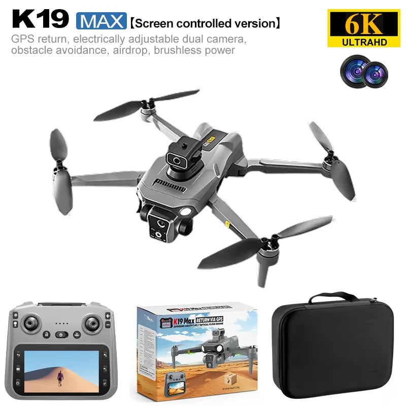 K19 MAX RC Drone 8K HD Panorama Shot 360° Laser Obstacle Avoidance GPS Positioning Airdrop Device RC Drone Boy Adults Toys Gifts