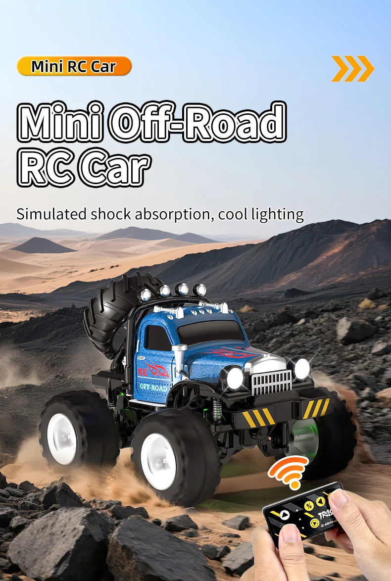 RC, New 1:64 Rc Car Mini 2.4Ghz City Road Handle High Speed Alloy All Terrain Remote Control Car Dual Control Children's Toys Gifts