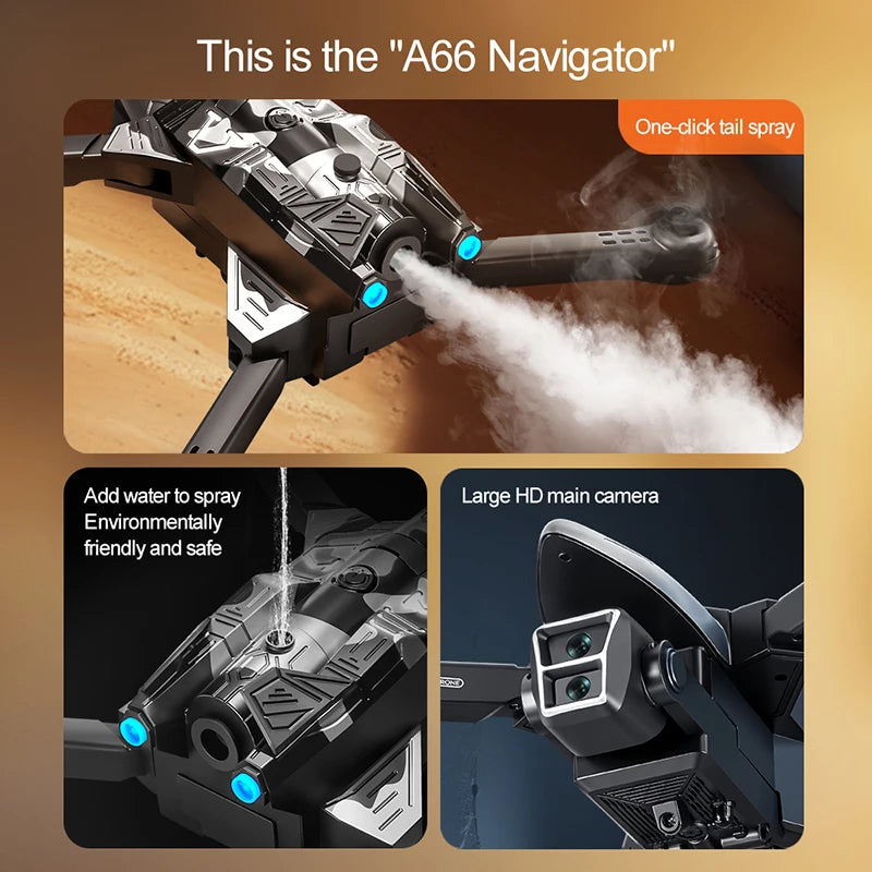 Xiaomi A66 Dual Lens Drone 8k High-definition Aerial Photography Obstacle Avoidance Aircraft Spray Remote Control Aircraft Toys