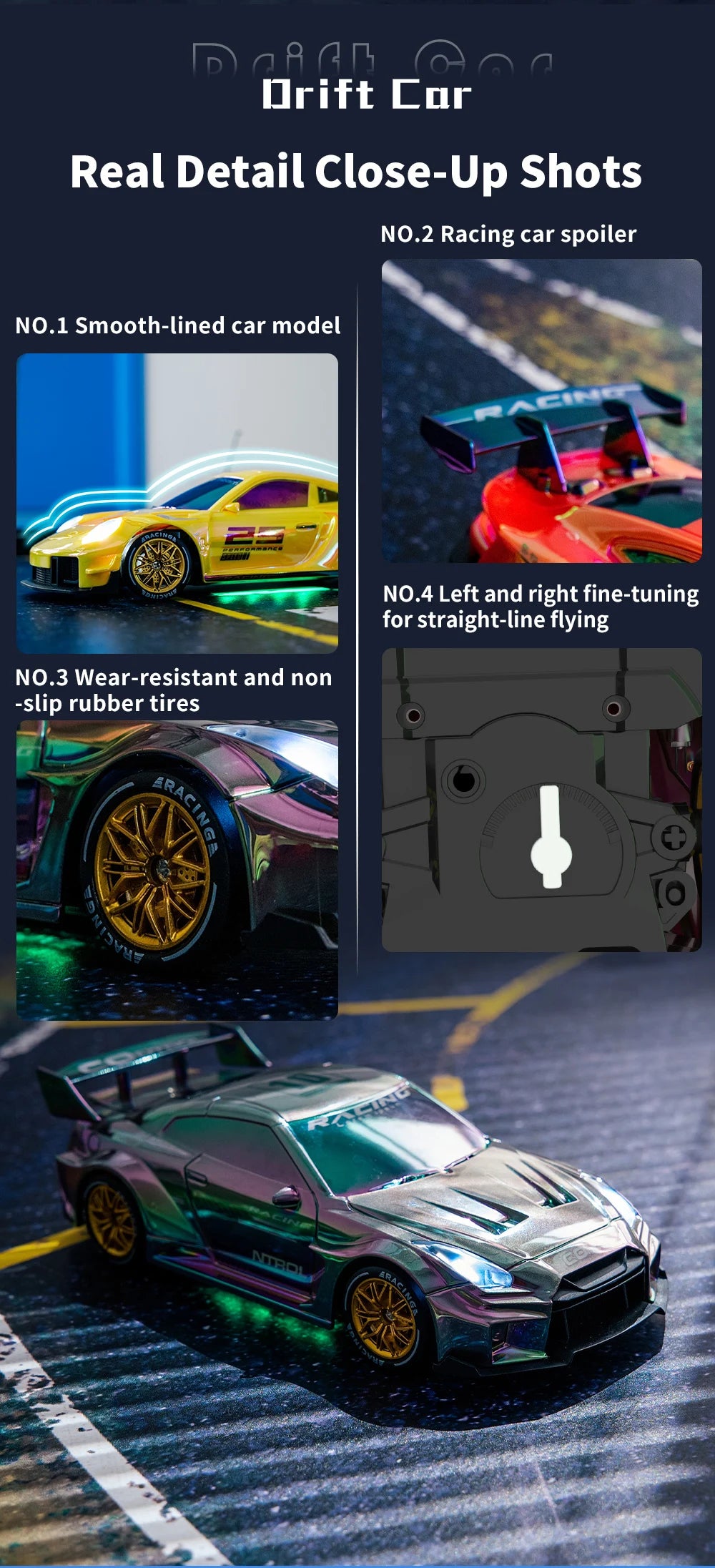 2026 New Q228 1:24 Drift Rc Car Four-wheel Remote-Controlled Racing Car Full Proportions Desk Competition Toy Boys Ideal Gifts