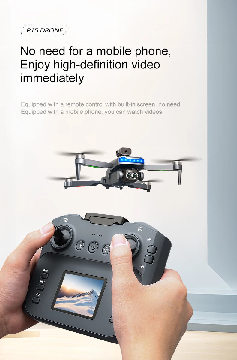 P15 Screen Control Drone 8K Professional Camera HD Aerial Photography Dual-Camera Omnidirectional Obstacle Avoidance Drone