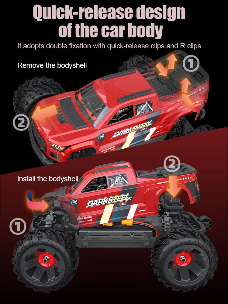 1/16 4WD RC Car Brushless High-speed Truck 2.4G Remote Control Climbing Vehicle 4x4 Off-road Big-wheels Crawler Toys for Adults