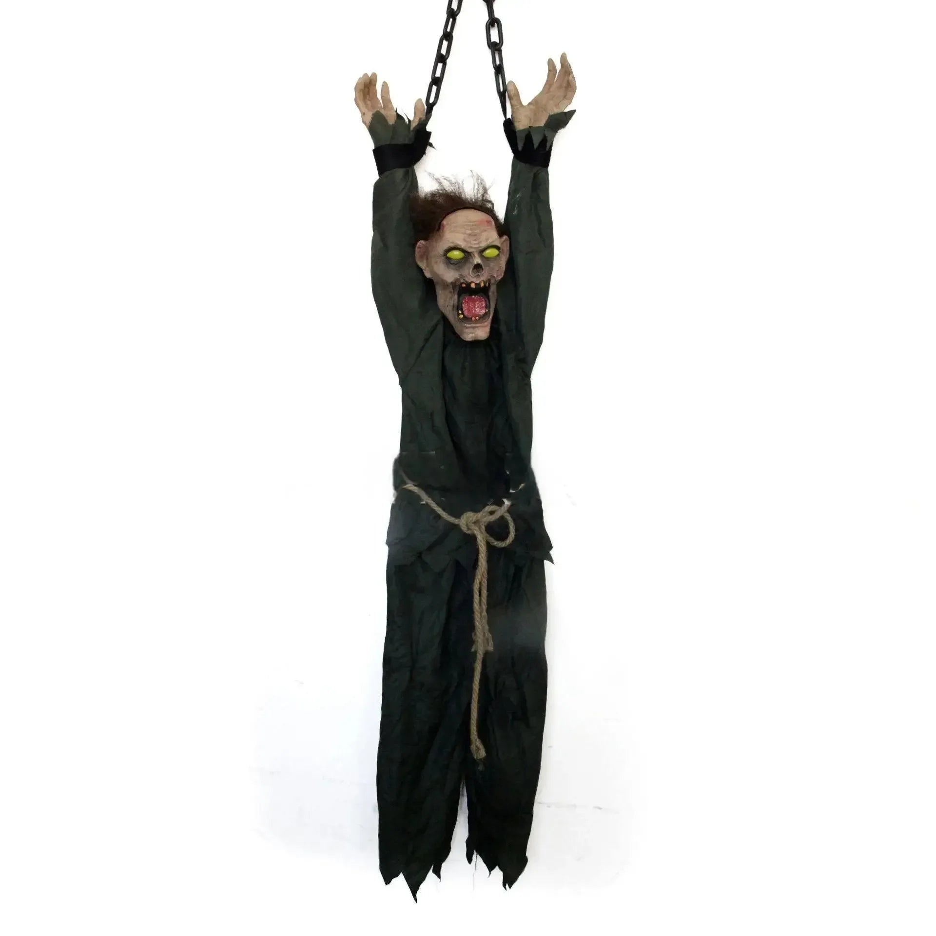 Halloween Electric Vocal Clown Pendant Home Glow Lifelike Hanging Ghost Decoration Spooky Kid Hanging From A Haunted House Chain