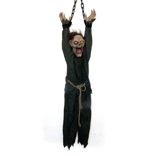 Load image into Gallery viewer, Halloween Electric Vocal Clown Pendant Home Glow Lifelike Hanging Ghost Decoration Spooky Kid Hanging From A Haunted House Chain
