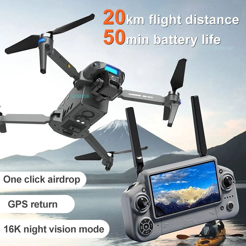 S880 Flagship Drone 8K Dual Cameras 3-Axis Gimbal 5G FPV GPS Return TouchScreen RC Obstacle Avoidance Optical Flow Hovering Dron