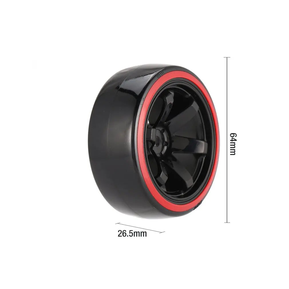 4PCS YSIDO Hard Plastic 63mm/2.48inch Rim Tyre Tire Wheel 12mm HEX for 1/10 RC Drift Cars