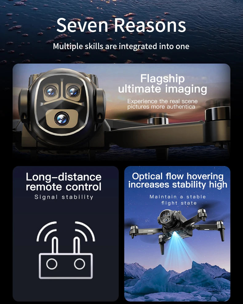 2025 New H21 VR Drone 4K HD Professional 90° ESC Camera Brushless motor Optical flow hovers Quadcopter Drones Gifts Toys