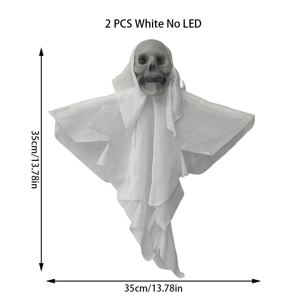 2PCS Halloween Skeleton Ghost Decoration Party Hanging Skull Skeleton Ornament Horror Props Haunted Home Decor Halloween Outdoor