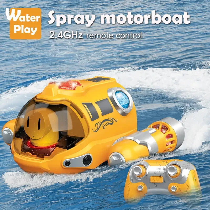 2.4GHz Rc Boat Toys Remote Control Boat Waterproof Spray Swimming Pool Bathing RC Steamboat For Boys And Girls Children Gift