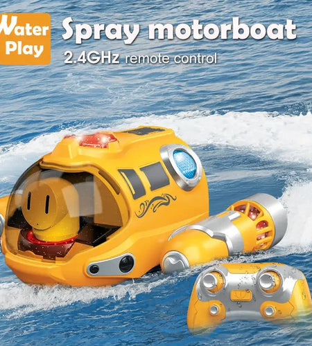 2.4GHz Rc Boat Toys Remote Control Boat Waterproof Spray Swimming Pool Bathing RC Steamboat For Boys And Girls Children Gift