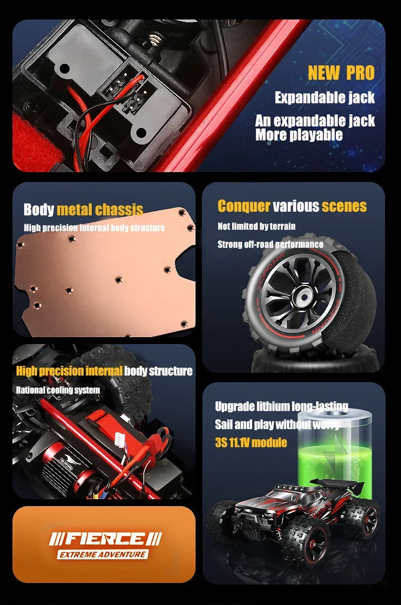 1:14 85KM/H or 50KM/H 4WD RC Car with LED Remote Control Cars High Speed Drift Monster 4x4 Truck for Kids Vs Wltoys 144001 Toys
