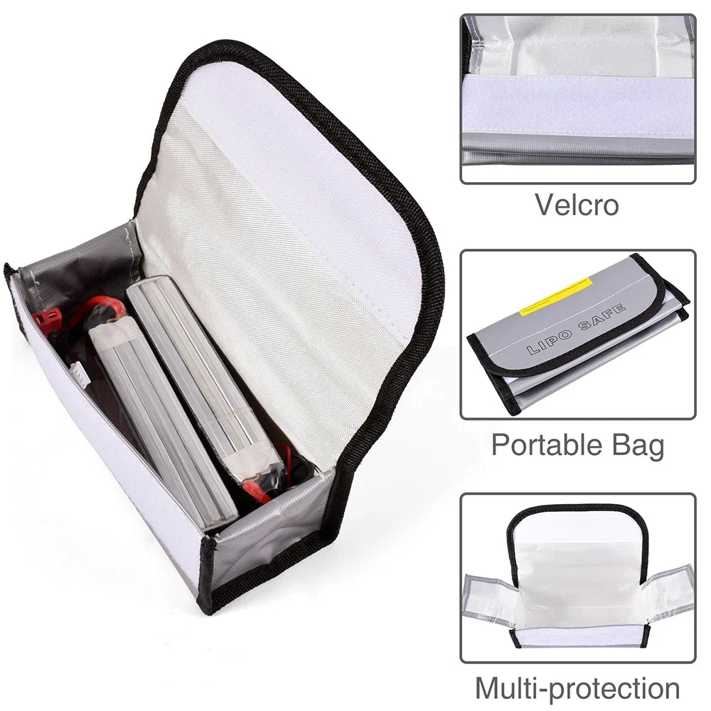 Battery Safe Bag Fireproof for RC Car Drone Batteries Travel Storage Charging Large Explosion-Proof Bags Portable