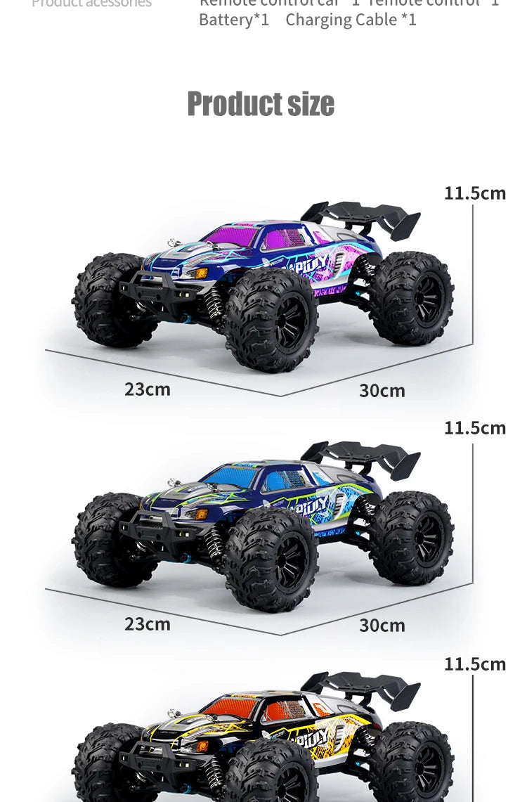 Rc Car Off Road 4x4 High Speed 75KM/H Remote Control Car With LED Headlight Brushless 4WD 1/16 Monster Truck Toys For Boys Gift
