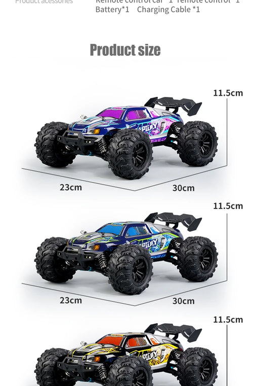 Load image into Gallery viewer, Rc Car Off Road 4x4 High Speed 75KM/H Remote Control Car With LED Headlight Brushless 4WD 1/16 Monster Truck Toys For Boys Gift
