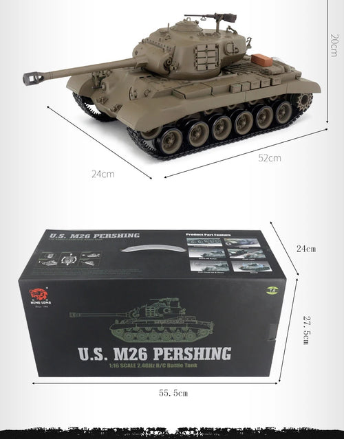 Load image into Gallery viewer, 1:16 Henglong 3838-1 American M26 Pershing Heavy Tank RC Model  Metal Tank Simulation Model Remote Control Athletic Toys
