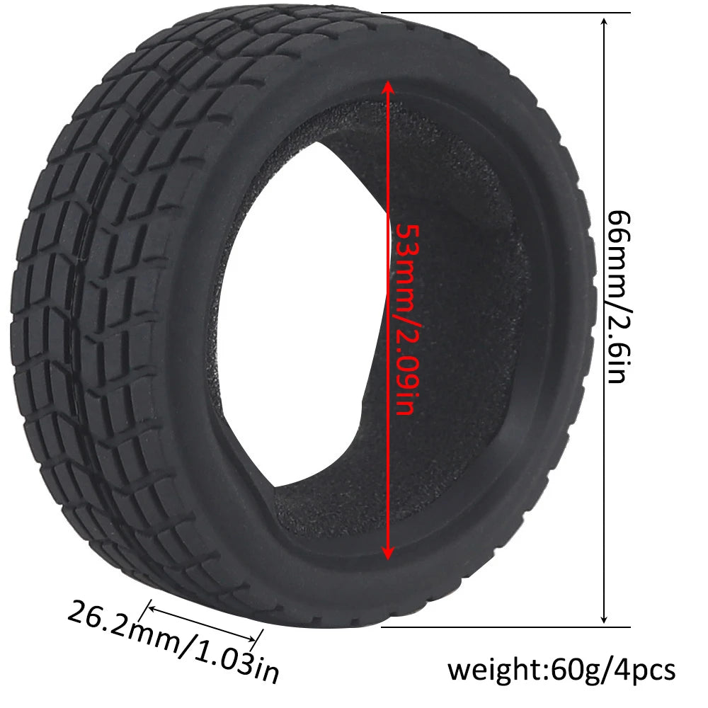 1:10 On-road Car Tires 63-68mm High Grip Rubber Tyre Hot Melt Tire Hsp 94123 Hpi Himoto Fw06 Tt01 Abrasion Resistant Racing Car