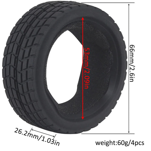 Load image into Gallery viewer, 1:10 On-road Car Tires 63-68mm High Grip Rubber Tyre Hot Melt Tire Hsp 94123 Hpi Himoto Fw06 Tt01 Abrasion Resistant Racing Car
