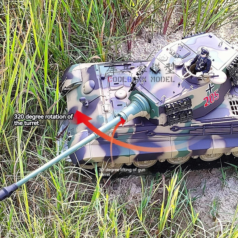 Henglong German Tiger King Remote-Controlled Tank 1/16 Metal Toy Car Professional Electric Tracked Off-Road Military Tank Model
